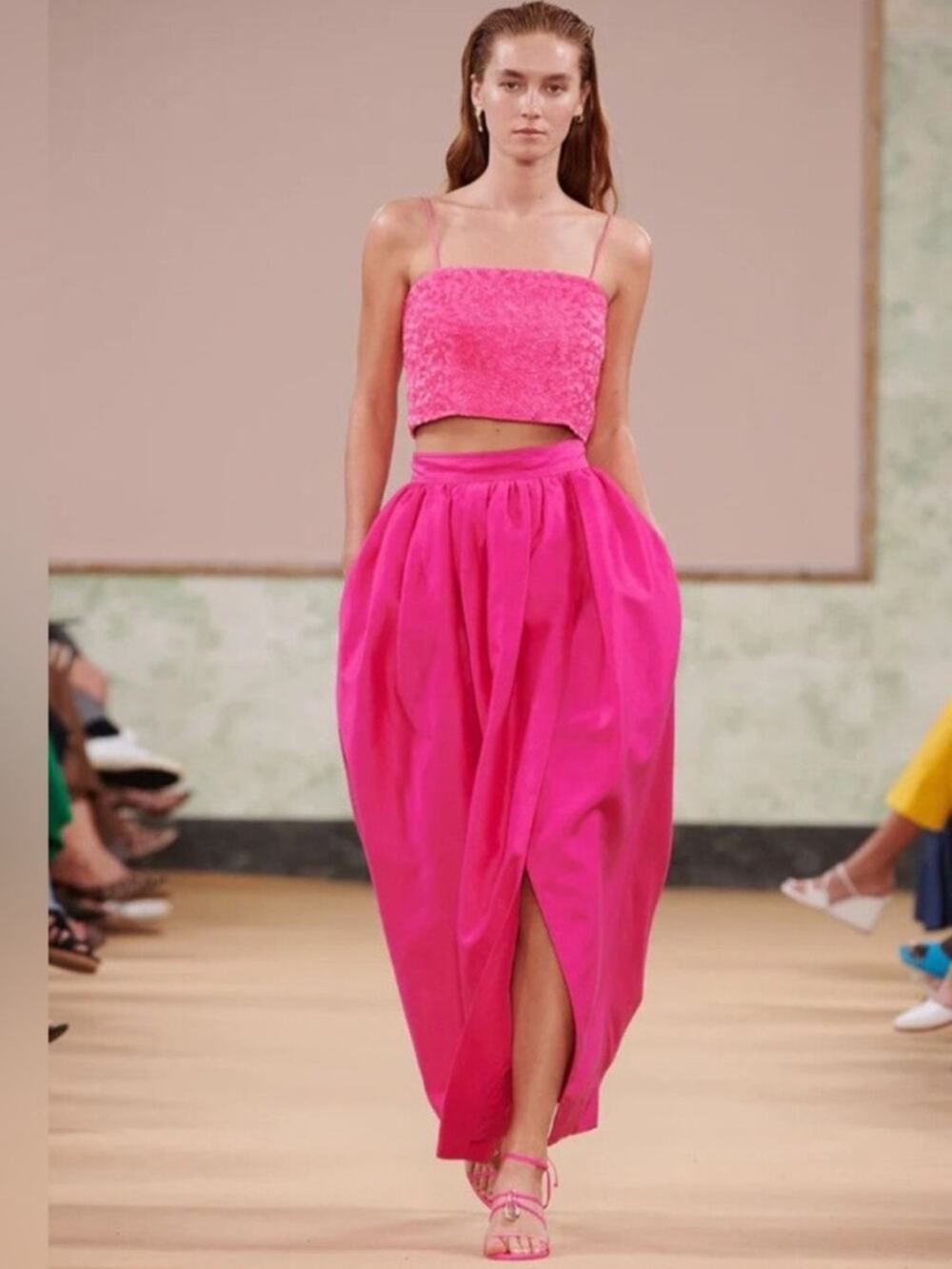 NWT Aje. Mirabelle‎ Wrap-effect Linen-blend Maxi Skirt in Pink Sz 4